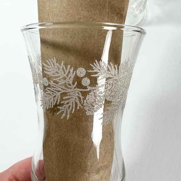 Vintage Christmas pinecone votive cups Home Interiors 1990s candleholder frosted - Picture 2 of 4